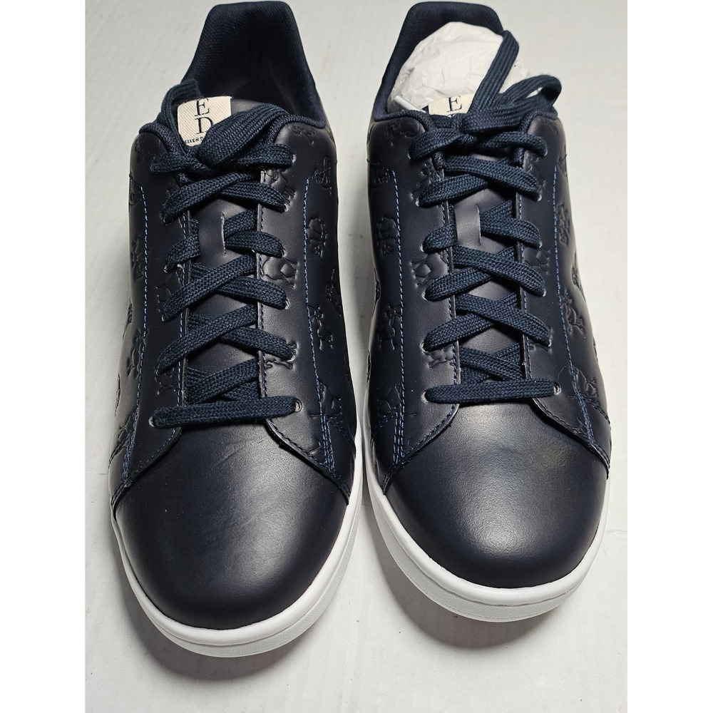 ED Ellen DeGeneres Chaboss Navy Blue Leather Embossed Animal Sneakers Womens 11W